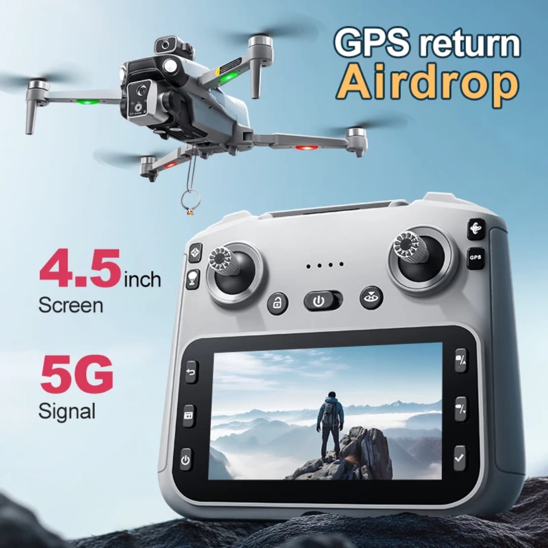 Drone Pro GPS 4K - Camera Dupla + Controle com Tela HD 4.5" | 5G Signal